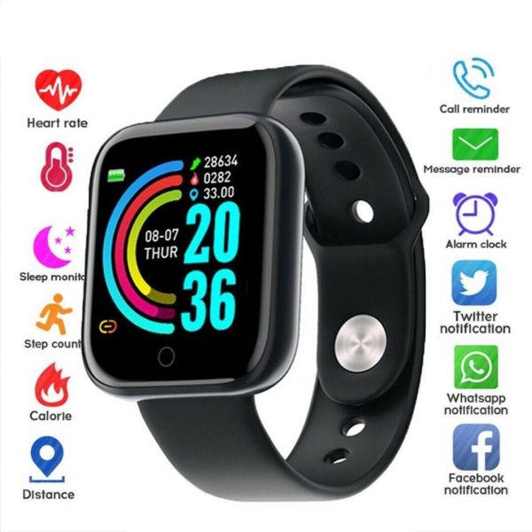 Y68 D20 Relógio Smart Watch com Bluetooth USB com Monitor Cardíaco