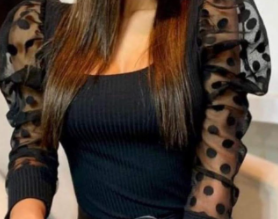 Blusa Feminina Tule Bufante Poa Manga Longa Princesa